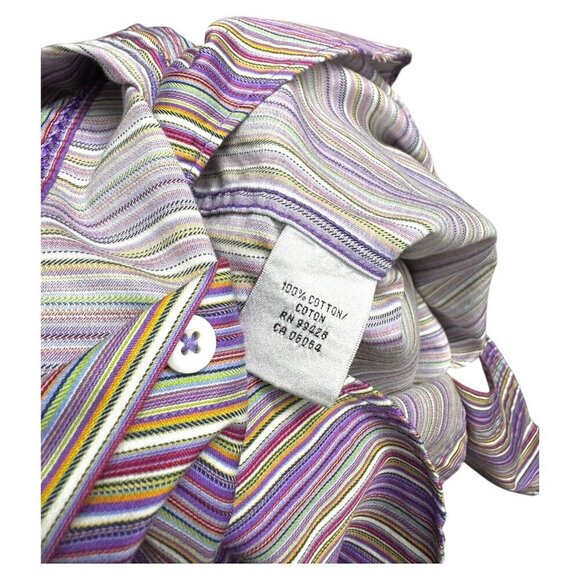 BUGATCHI UOMO Luxury Designer Striped Italian Business Casual Dress Shirt Small - Picture 6 of 6